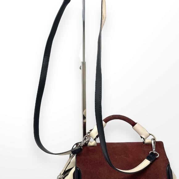 ZARA Red Black White Leather Colorblock Crossbody Handbag - Picture 10 of 14